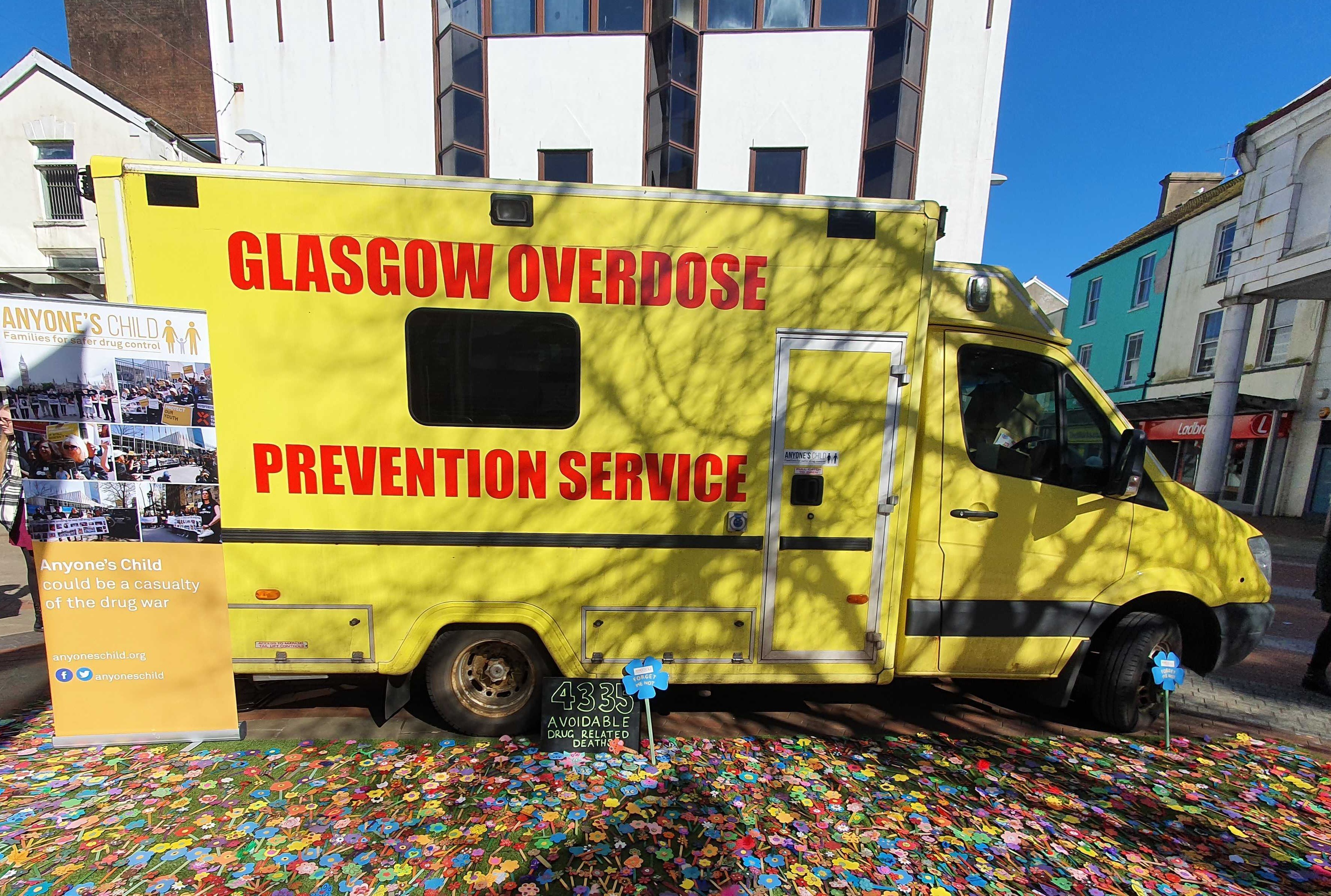 Overdose Prevention Service ambulance in Llanelli